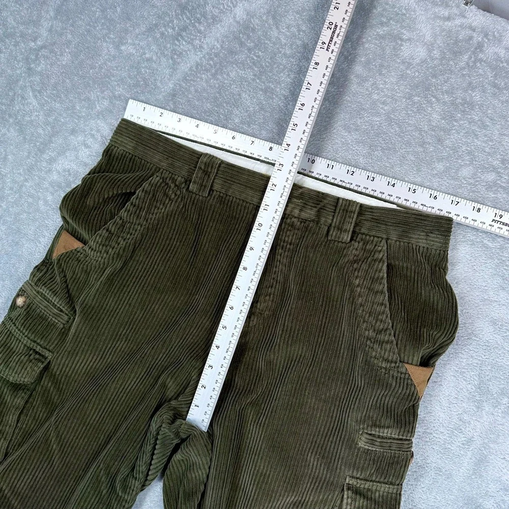 Cabelas Outfitter Series Corduroy Cargo Pants Mens 34x32 Wide-Whale‎ Dark Green